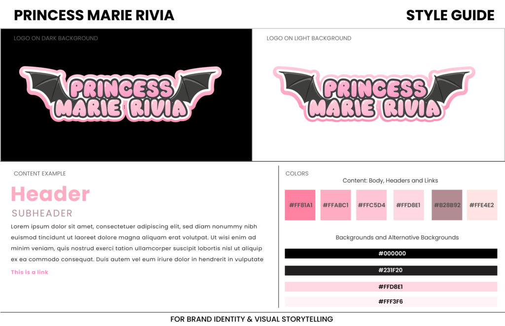 Princess Marie Rivia Portfolio Website Style Guide